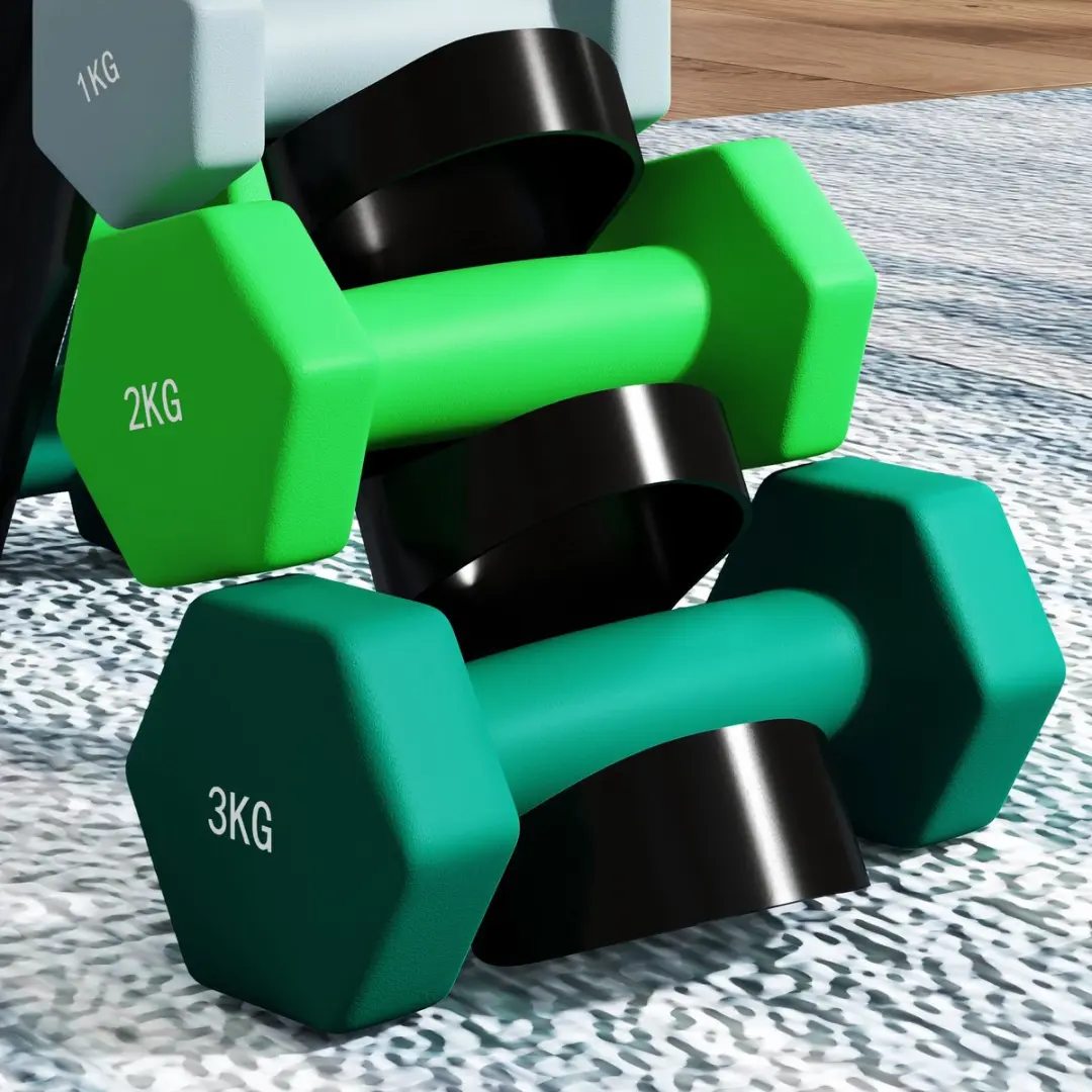 ECTEATOY Dumbbellset 12kg - 6-delig met opbergrek - Zwart