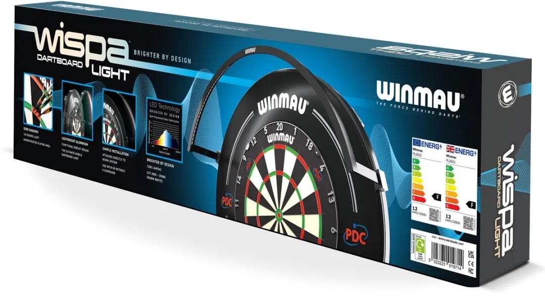 Winmau Wispa Dartbordverlichting - Zwart/Wit