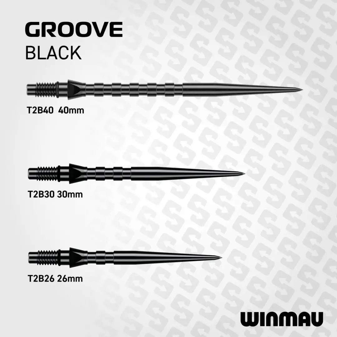 Winmau Switch Point Groove Zwart 40mm - 3 Stuks