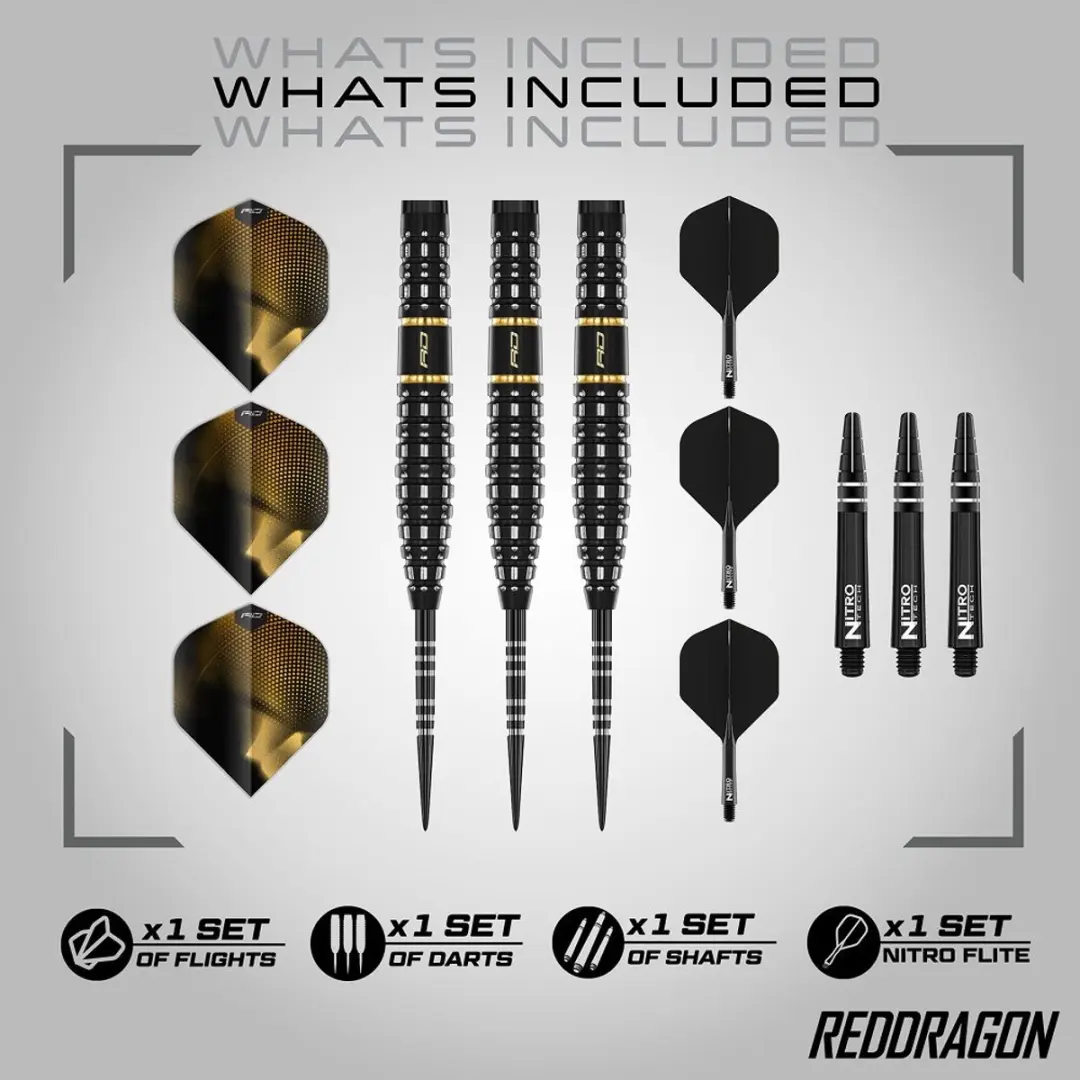 Red Dragon Ascend Torpedo Dartpijlen 3 Stuks - Goud/Zwart