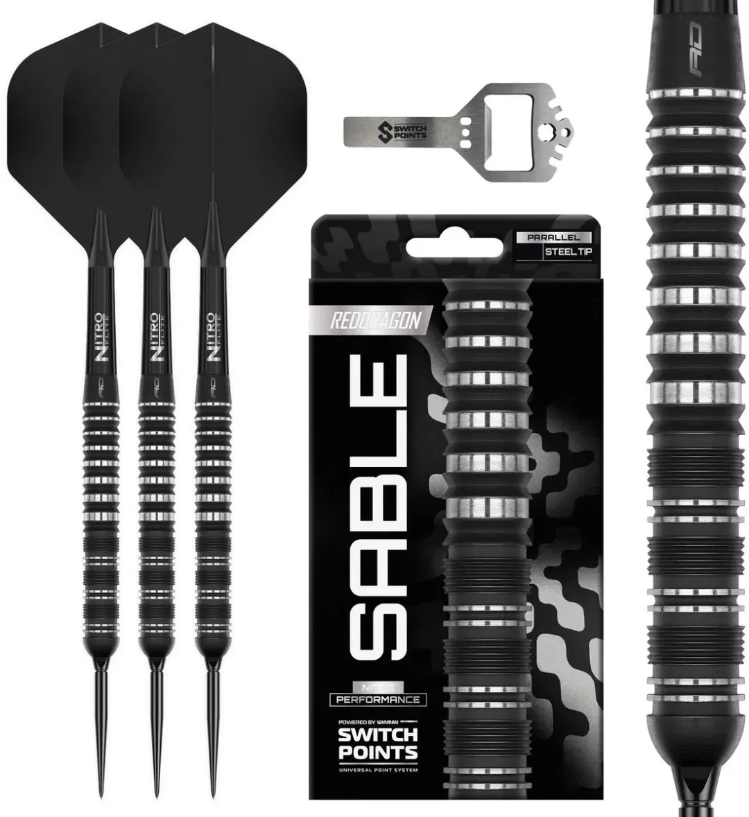 Red Dragon Sable Black Parallel Switch Point Dartpijlen