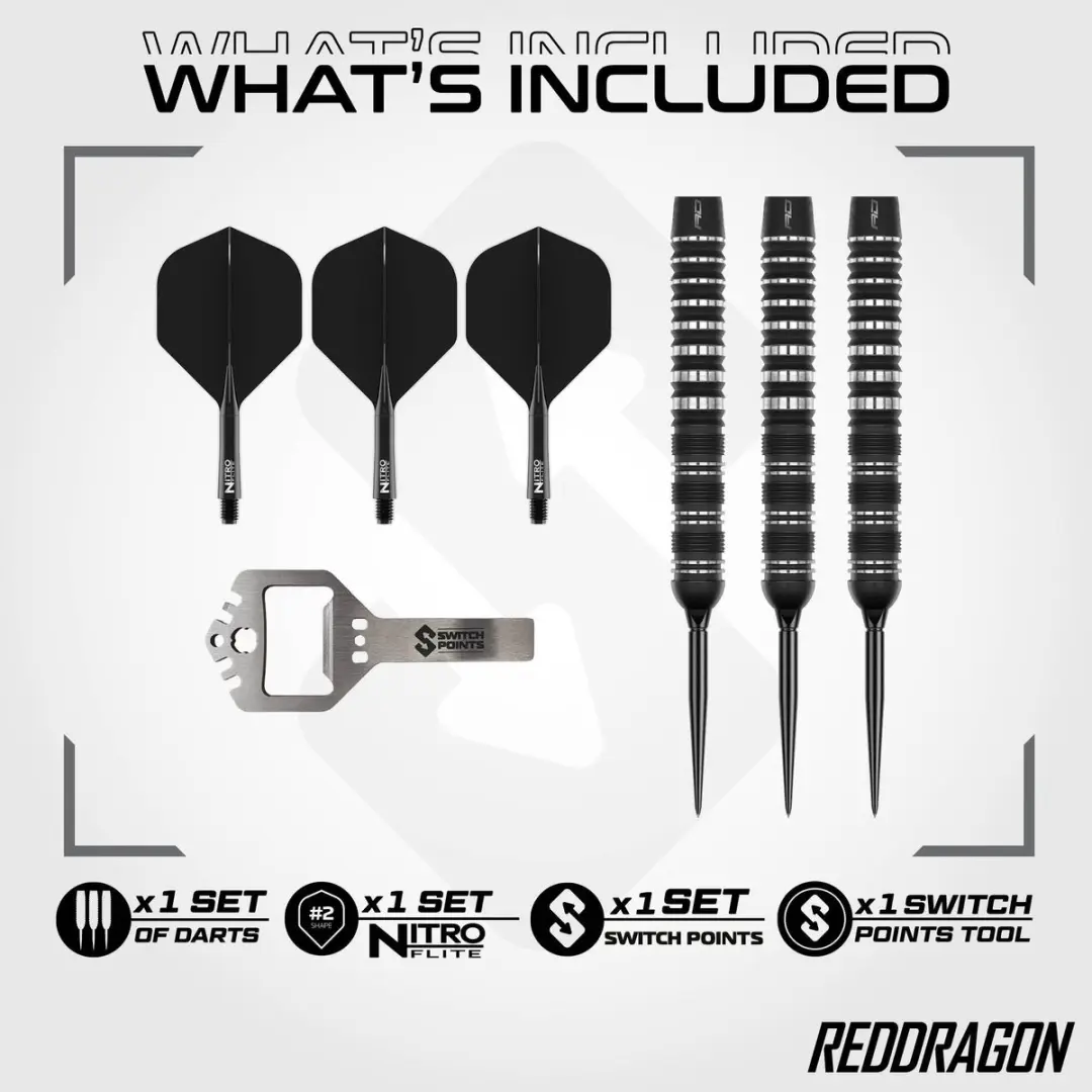 Red Dragon Sable Black Parallel Switch Point Dartpijlen - 3 Stuks
