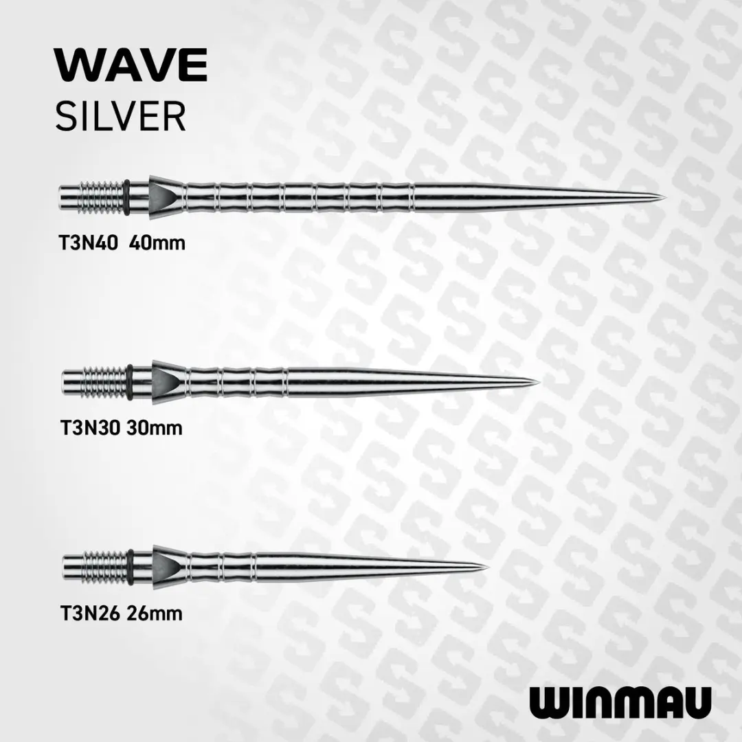 Winmau Switch Point Wave Silver T3N40 - 3 Stuks