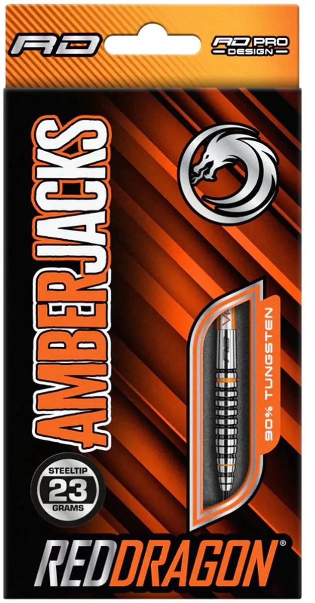 Red Dragon Amberjack 14 Dartpijlen - 3 Stuks - Zwart/Oranje/Zilver