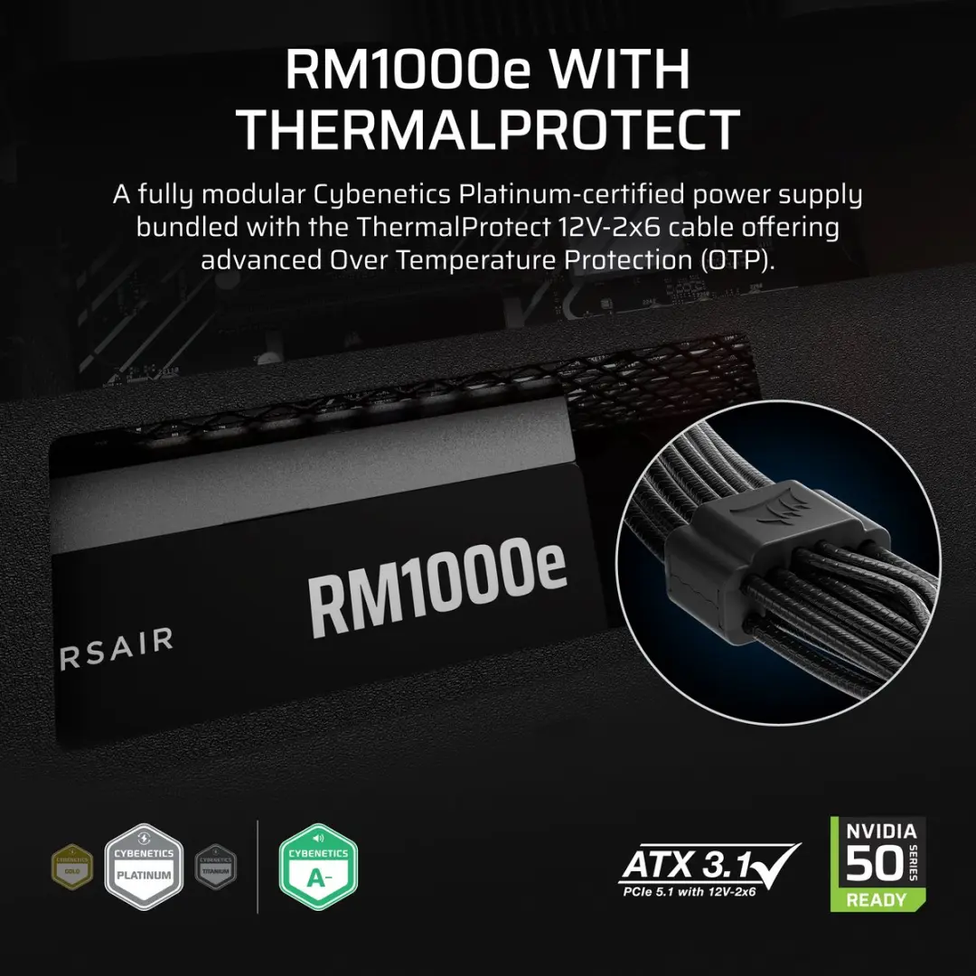 Corsair RM1000e 3rd Gen Interne Voeding 1000W - CP-9020337-EU