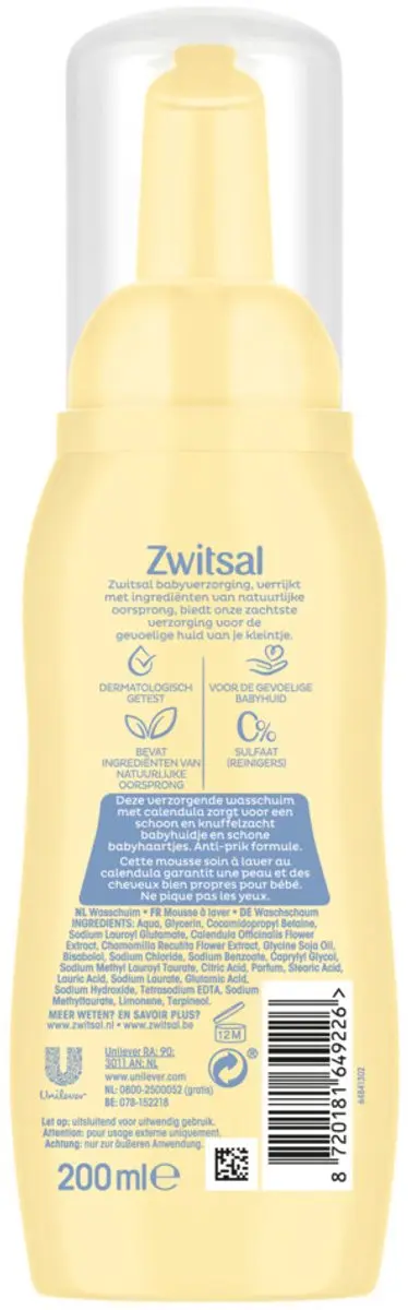Zwitsal Baby Wasschuim 200ml