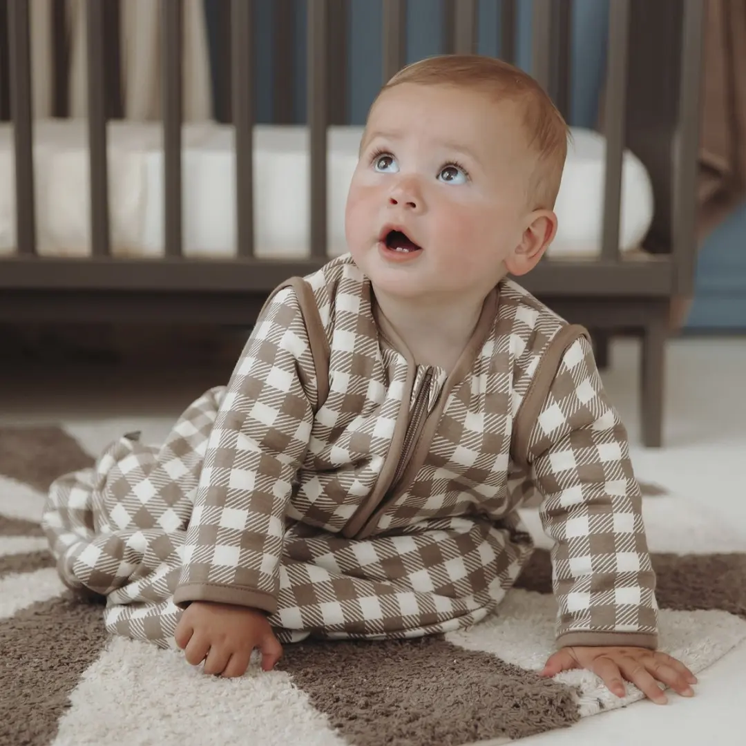 Meyco Baby Vichy Square Slaapzak 70cm - 2.5 TOG - Dark Taupe