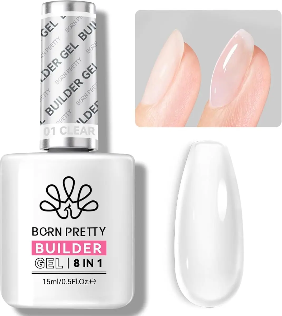 Born Pretty Builder Nail Gel 8-in-1 Doorzichtig