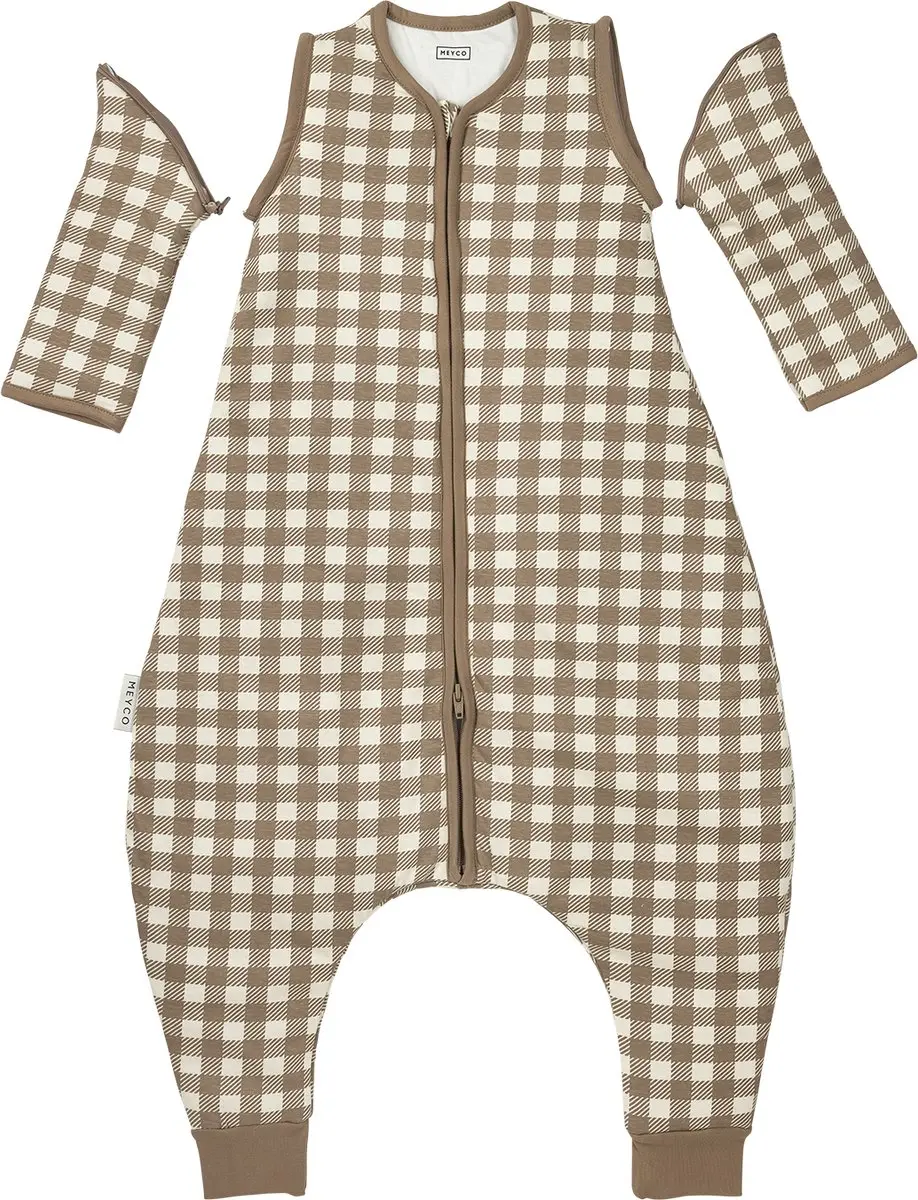 Meyco Baby Vichy Square Slaapoverall Jumper - 80cm - 2.5 TOG - Dark Taupe - afbeelding 6 van 6