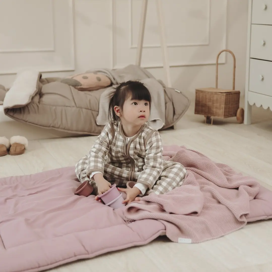 Meyco Baby Vichy Square Slaapoverall Jumper - 80cm - 2.5 TOG - Dark Taupe - afbeelding 4 van 6