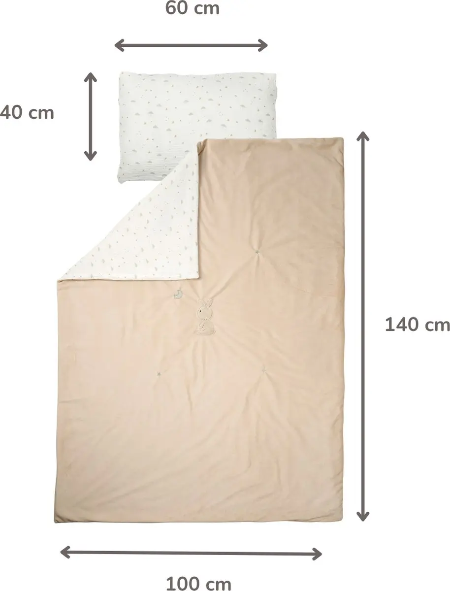 Nattou LouLou Baby Dekbedovertrek 140x100cm - Tetra Katoen