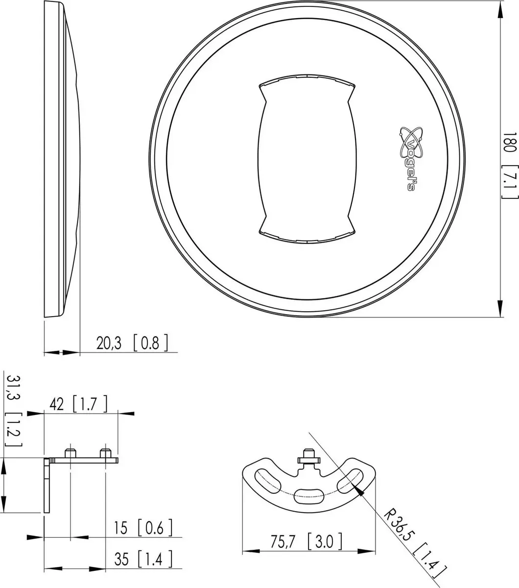 Vogel's PFA 9103 Bodenadapter - 1 Scherm - Grijs/Zwart/Zilver