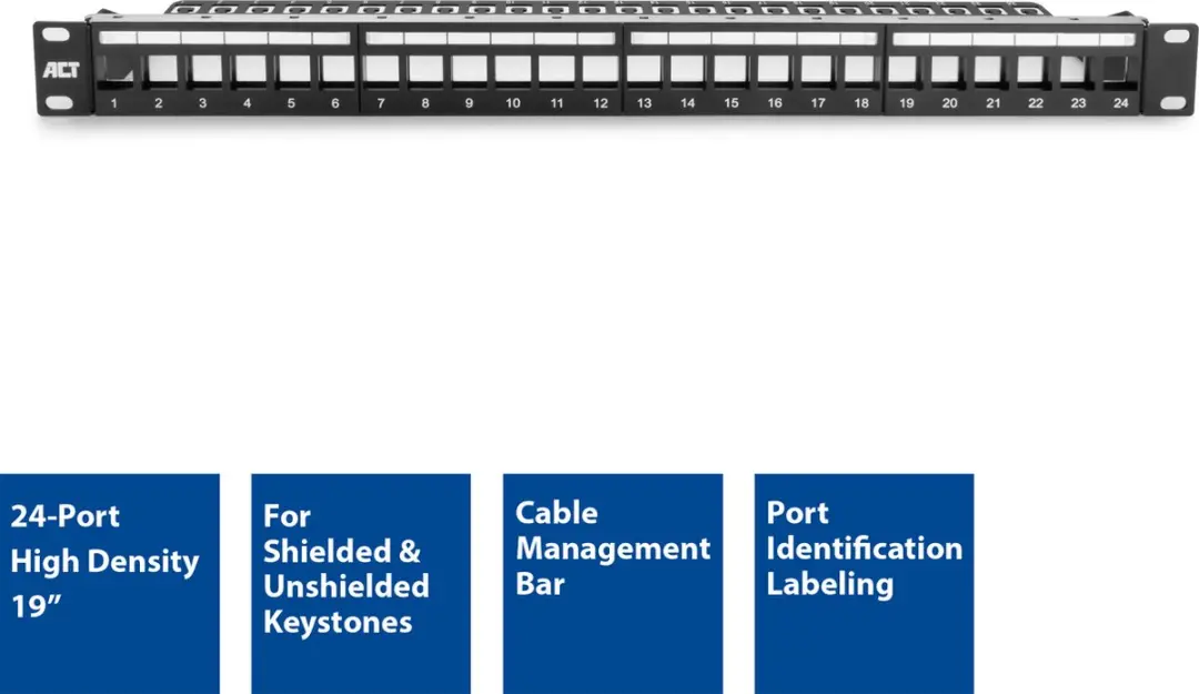 ACT PP1030 Patchpanel 24 Poorten - Zwart