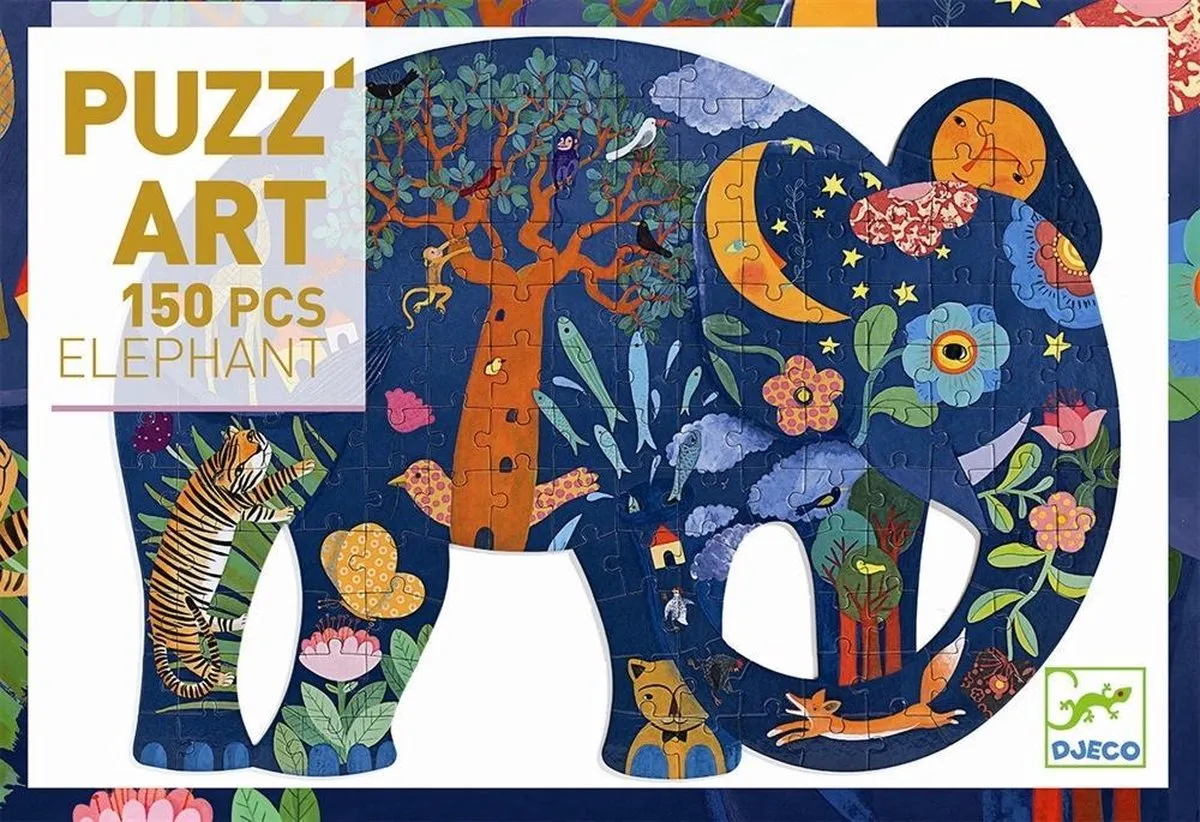 Djeco Olifant Kinderpuzzel 150 Stuks - Multicolor