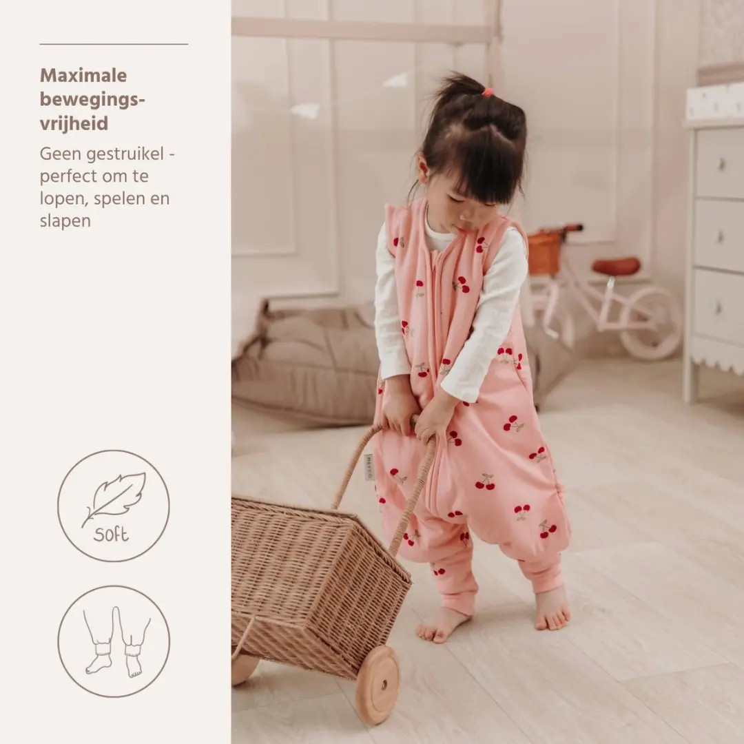 Meyco Baby Cherry Slaapoverall Jumper - 92cm - Soft Rose - afbeelding 4 van 6