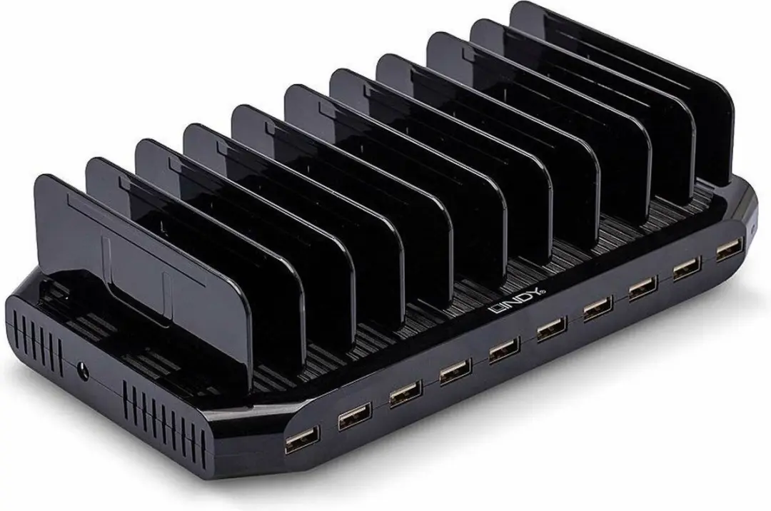 Lindy Reislader 10x USB-A 73309 - Zwart