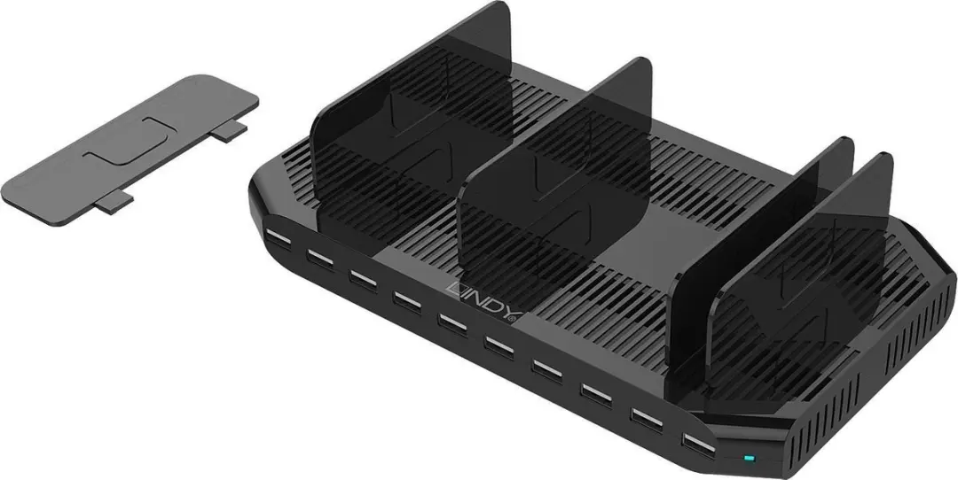 Lindy Reislader 10x USB-A 73309 - Zwart - afbeelding 6 van 6