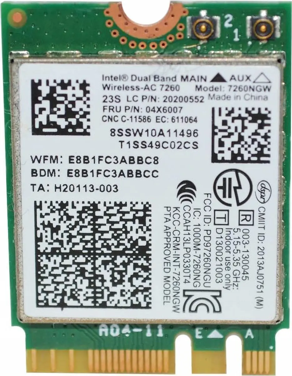 Lenovo Wilkins Peak 2 04X6007 WiFi AC/Bluetooth M.2 Kaart