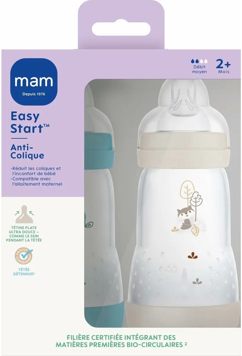 MAM Easy Start Anti-Colic Babyflessen 260ml - 2 Stuks - Oceaan & Zand