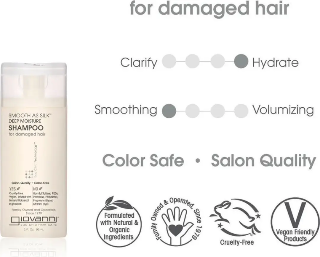 Giovanni Cosmetics Smooth as Silk Travel Set - Shampoo & Conditioner 120ml