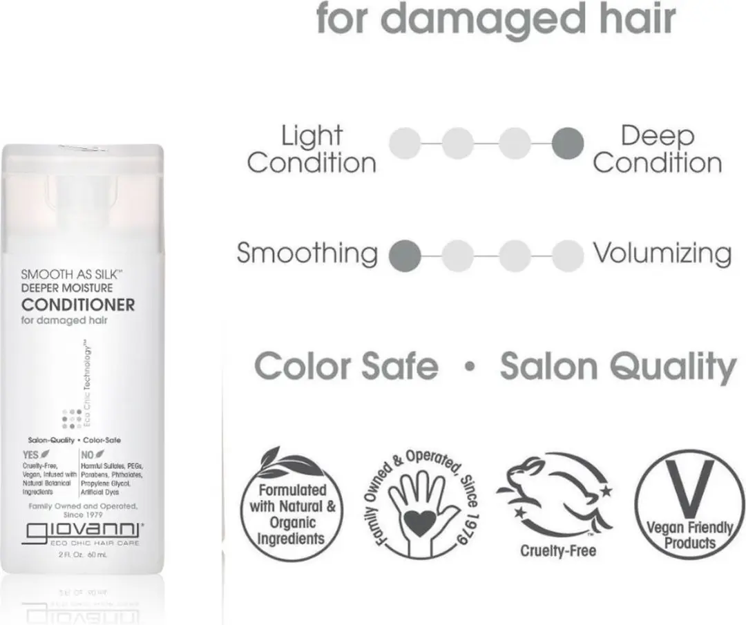 Giovanni Cosmetics Smooth as Silk Travel Set - Shampoo & Conditioner 120ml
