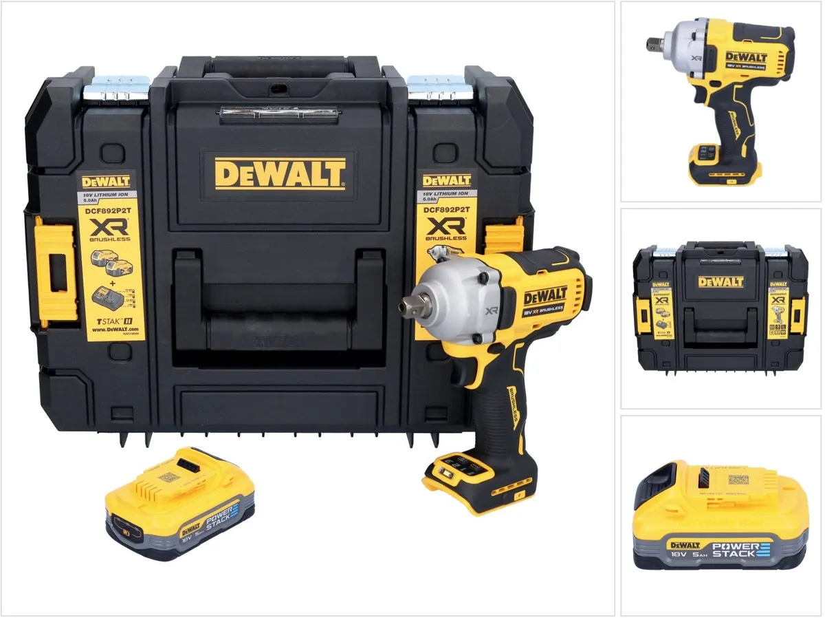 DeWalt DCF892NT Accuslagmoersleutel 18V 813Nm Powerstack 5.0Ah