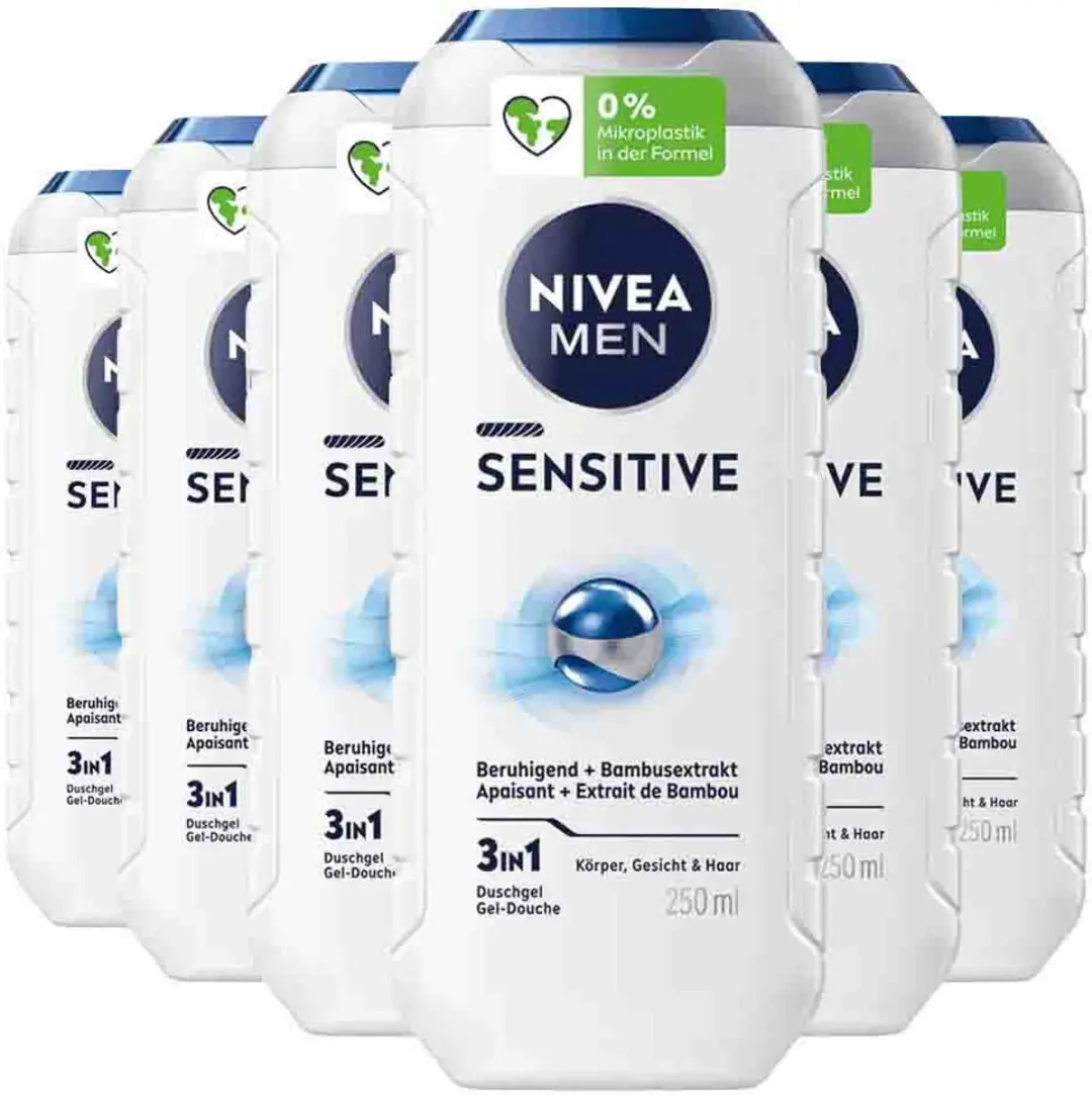 NIVEA Men Shampoo & Douchegel 3in1 Sensitive 6x250ml