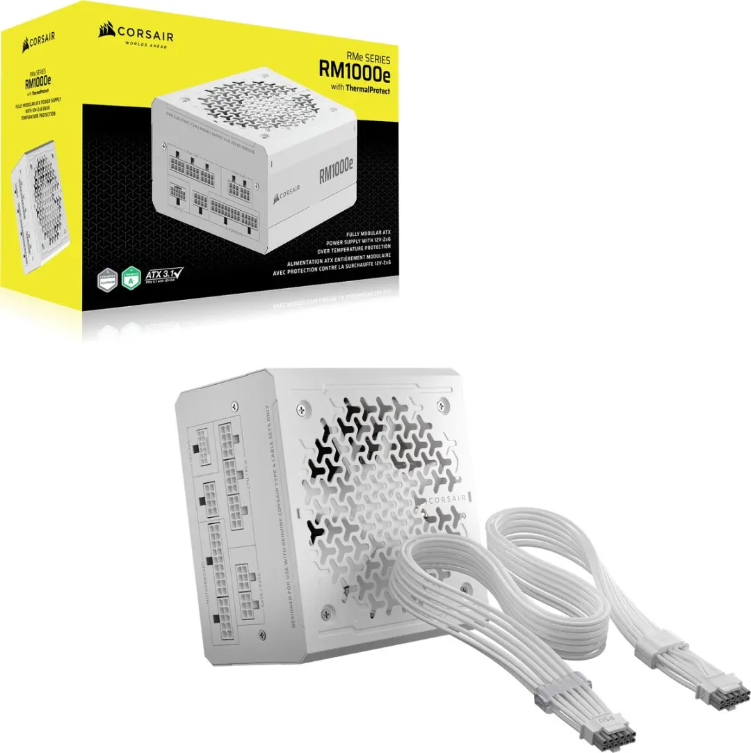 Corsair RM1000e 3rd Gen Interne Voeding 1000W - Wit - afbeelding 6 van 6