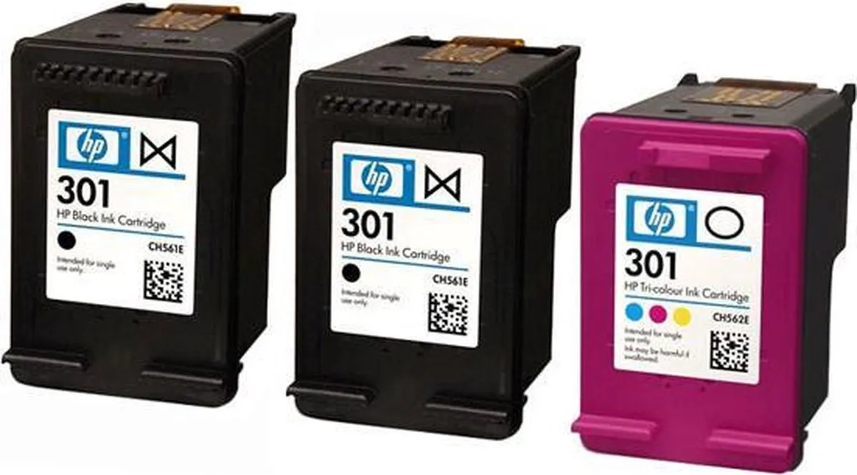 HP 301 E5Y87EE Inktcartridges - 3-Pack Zwart/Cyaan/Magenta/Geel