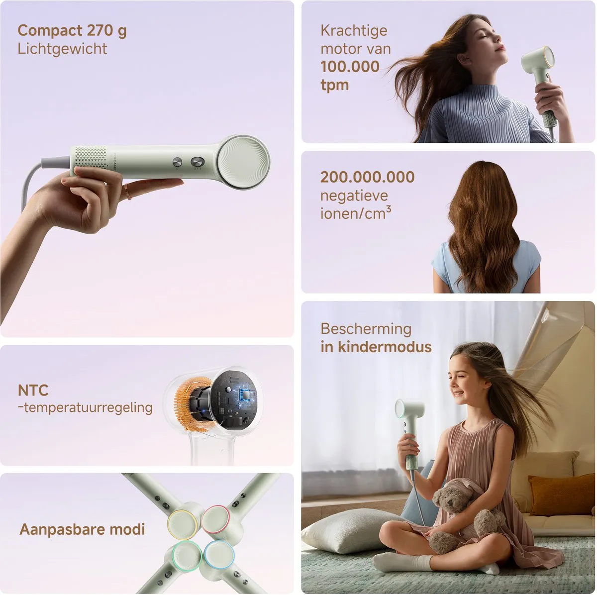 Dreame Mini Flow AHG11A Haardroger - 1200W - Groen