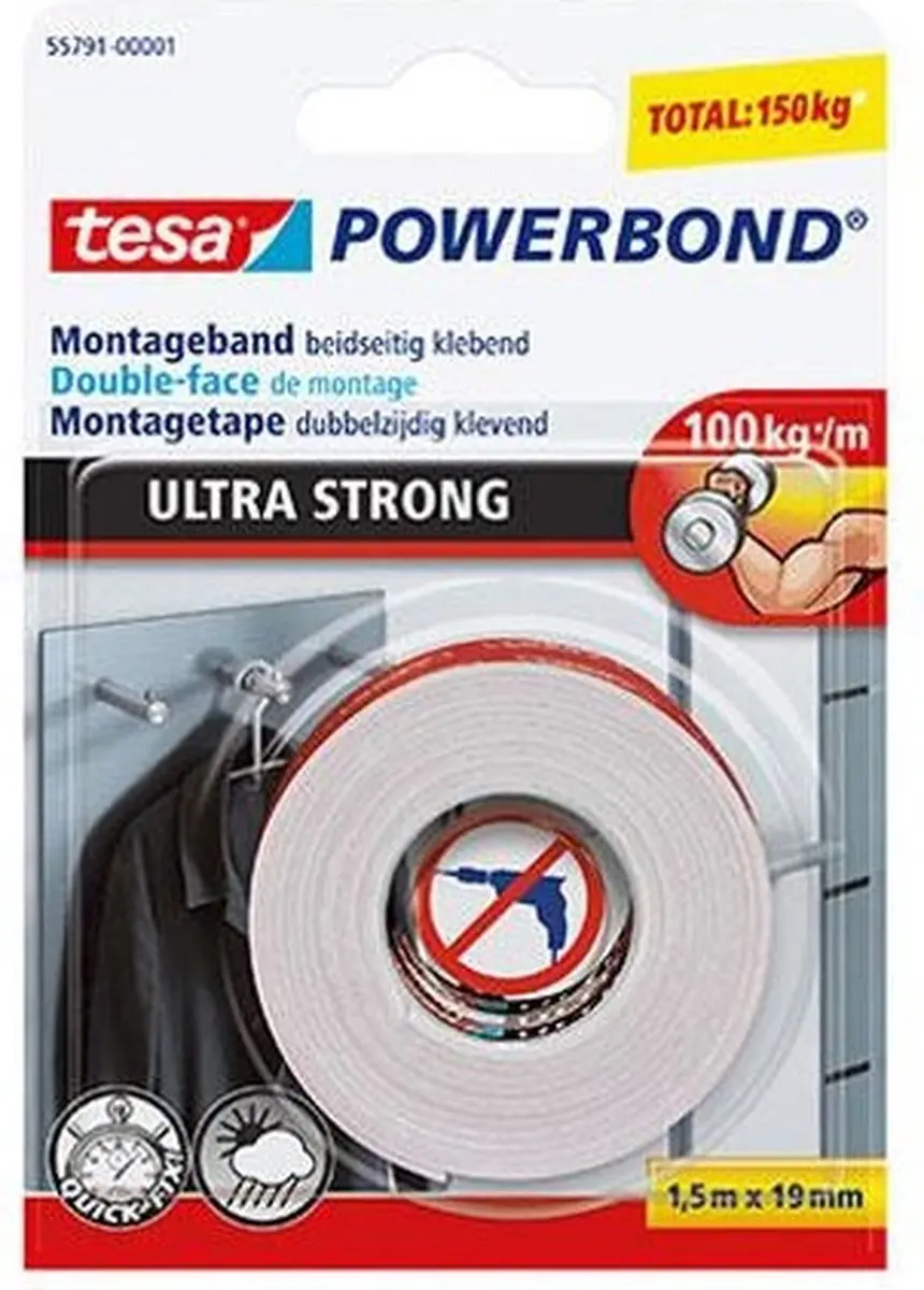 Tesa Powerbond Montagetape 19mm x 1,5m