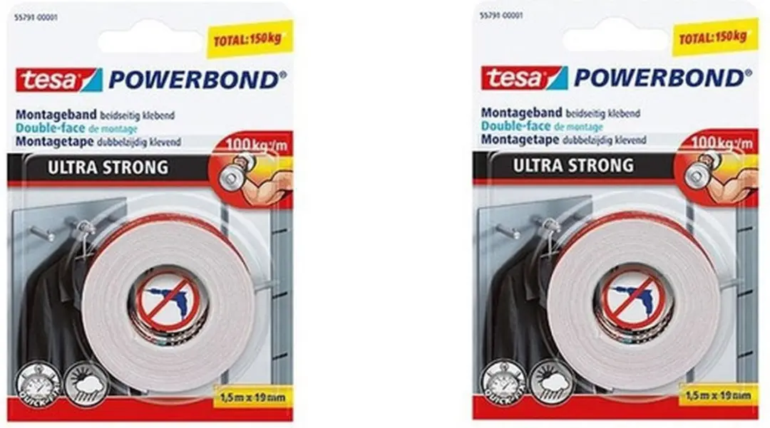 Tesa Powerbond Montagetape 19mm x 1,5m - 2 Stuks