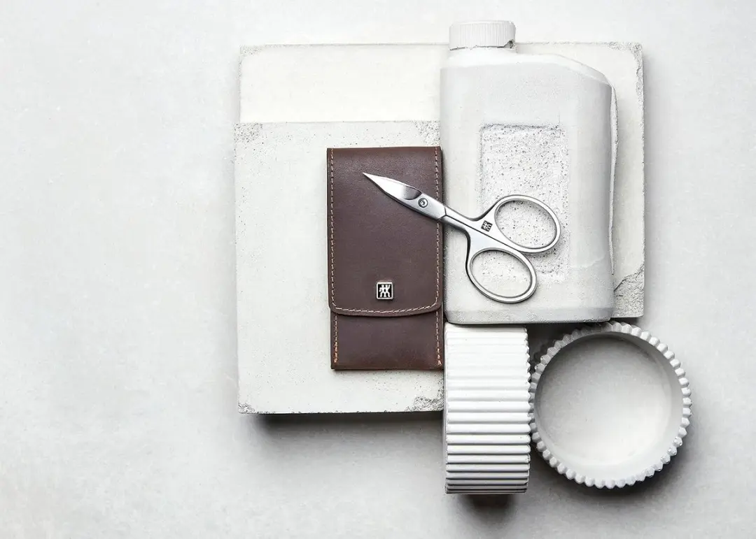 Zwilling Manicureset 3-delig - Mat staal met saffiervijl - Bruin leren etui
