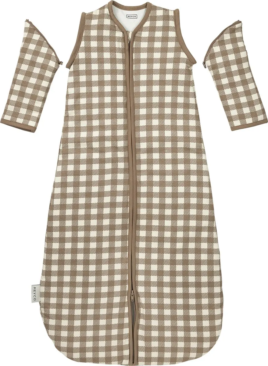 Meyco Baby Vichy Square Slaapzak 80cm - 2.5 TOG - Dark Taupe - afbeelding 6 van 6