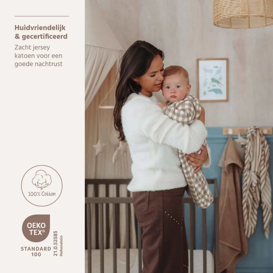 Meyco Baby Vichy Square Slaapzak - 60cm - 2.5 TOG - Dark Taupe