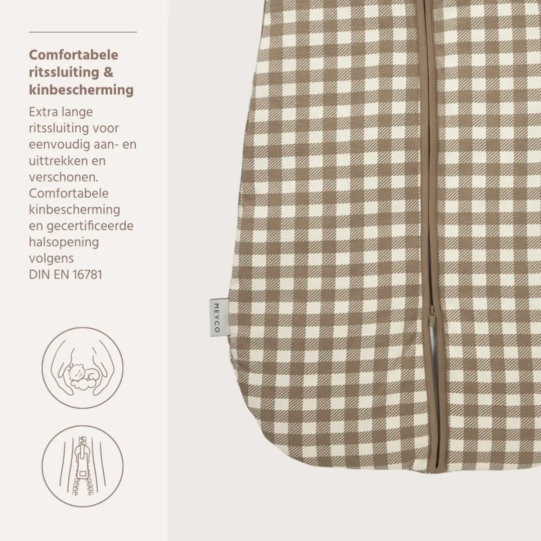Meyco Baby Vichy Square Slaapzak - 60cm - 2.5 TOG - Dark Taupe