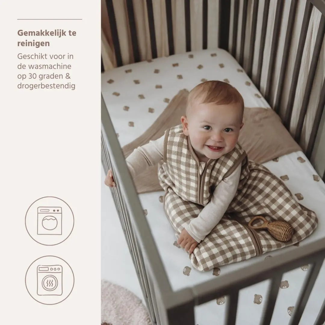 Meyco Baby Vichy Square Slaapzak - 60cm - 2.5 TOG - Dark Taupe