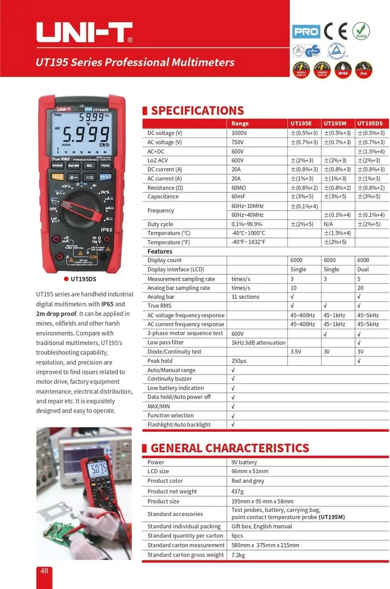 UNI-T UT195DS Digitale Multimeter - True RMS - Wit - afbeelding 6 van 6