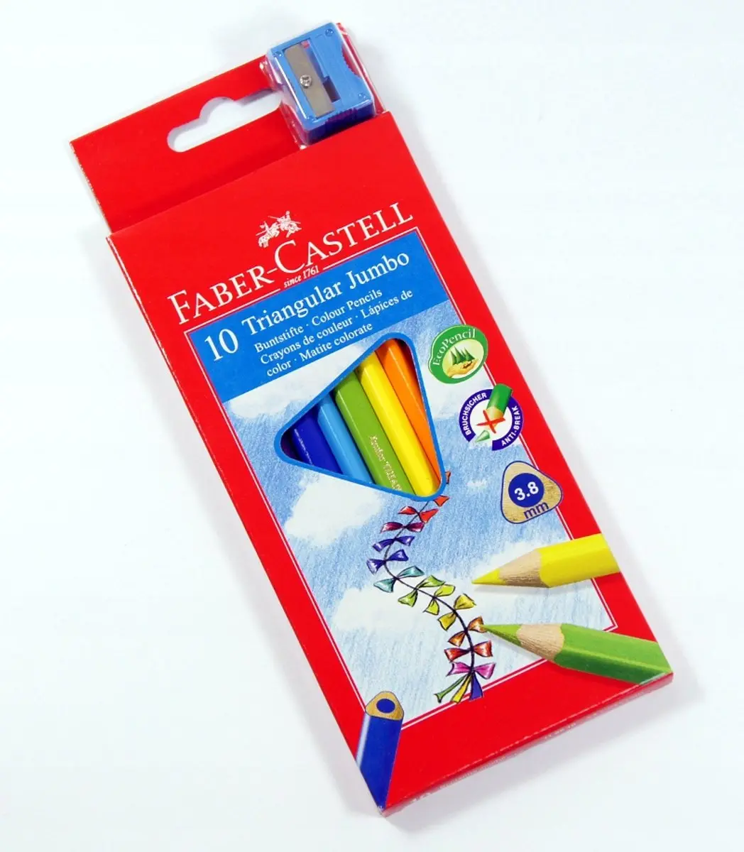 Faber-Castell Jumbo Driehoekige Kleurpotloden 10 Kleuren