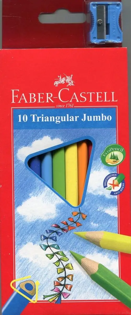 Faber-Castell Jumbo Driehoekige Kleurpotloden 10 Kleuren