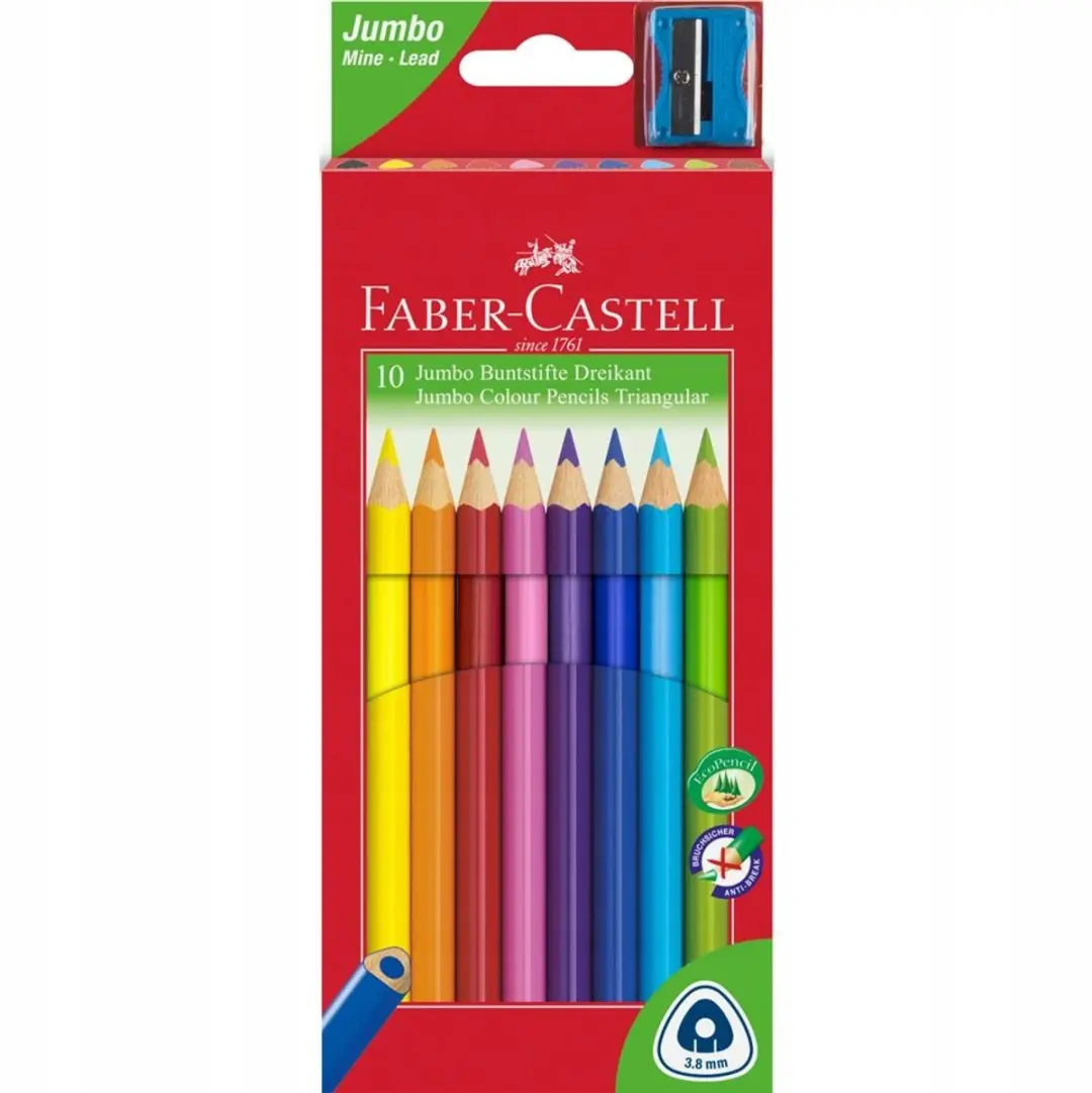 Faber-Castell Jumbo Driehoekige Kleurpotloden 10 Kleuren