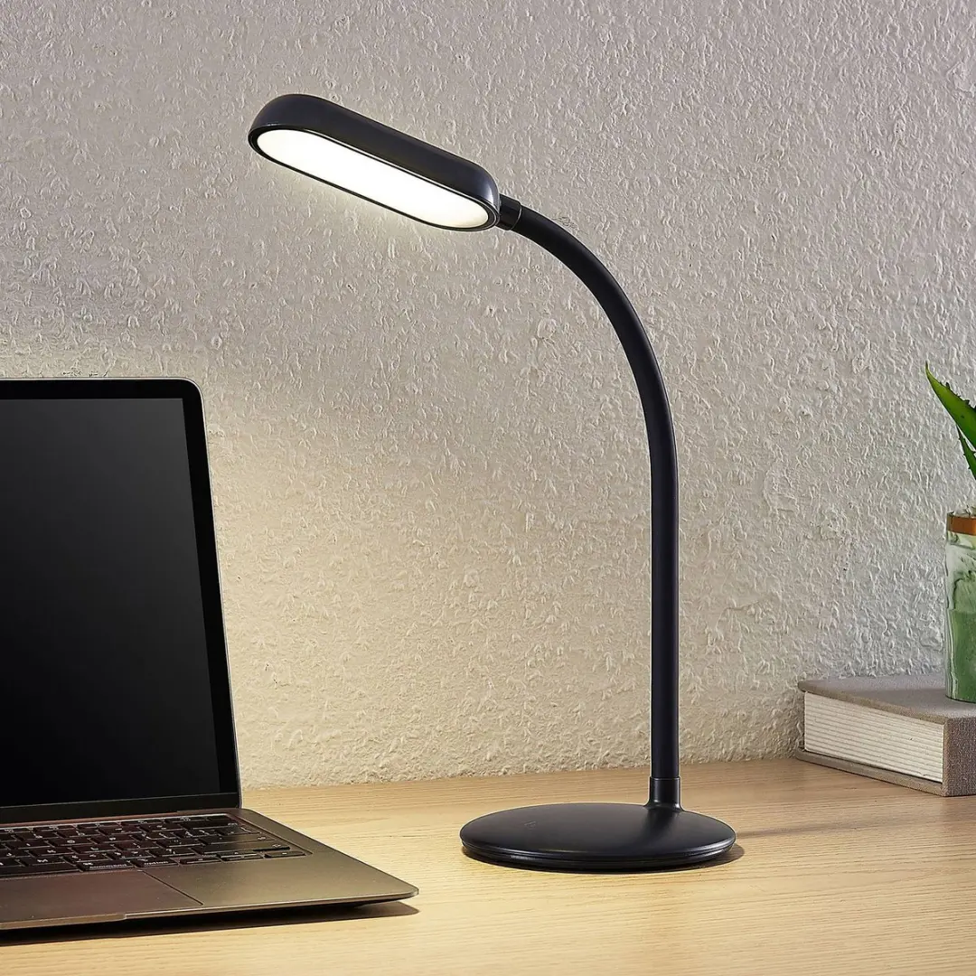 PRIOS LED Bureaulamp 4W - Zwart - afbeelding 4 van 6