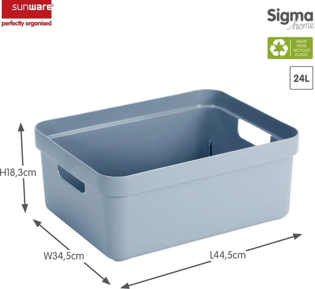 Sunware Sigma Home Opbergbox 24L - Set van 2 - Blauw/Transparant