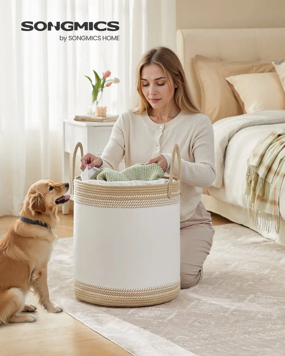 Songmics RLH060K01 Wasmand 60L - Katoen - Ø41cm