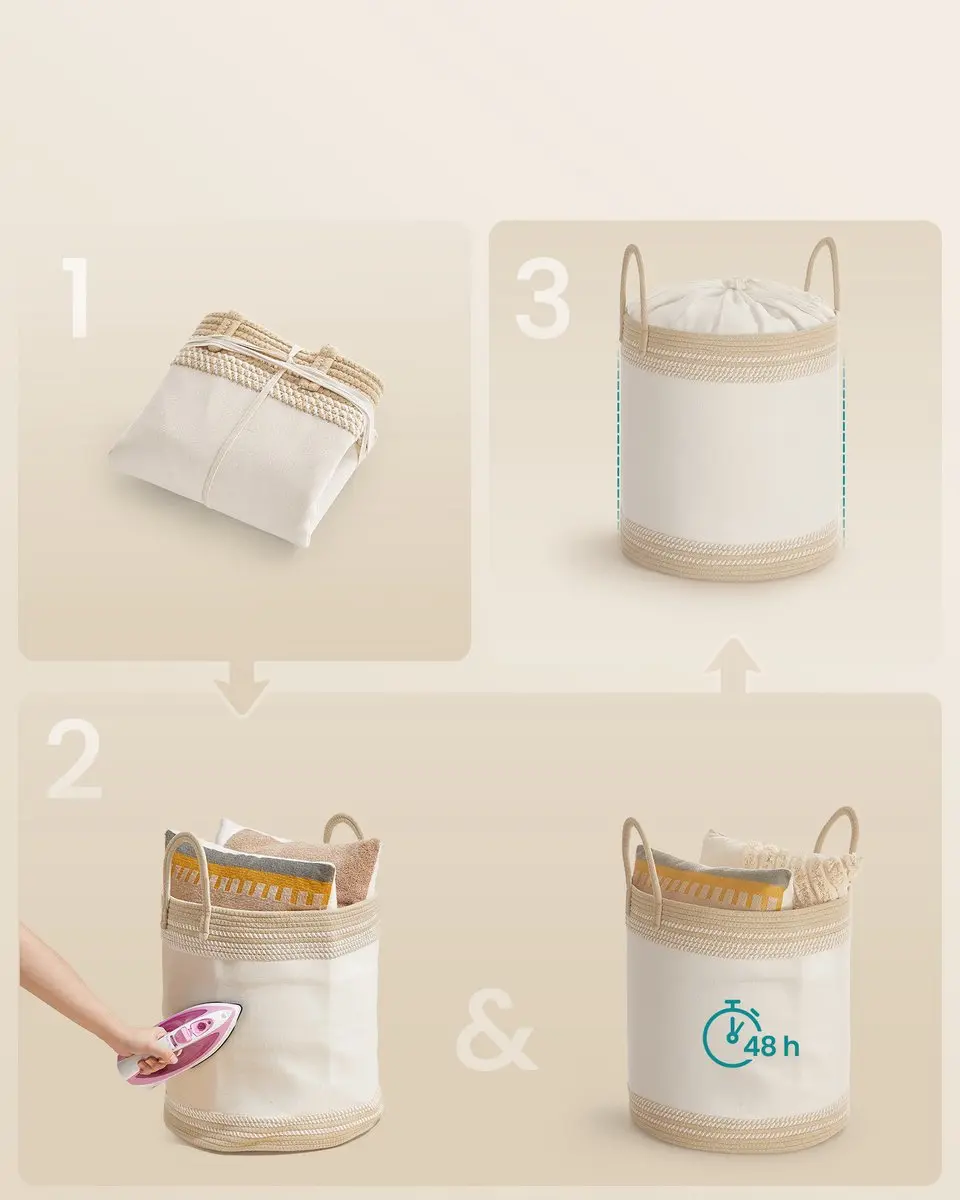 Songmics RLH060K01 Wasmand 60L - Katoen - Ø41cm