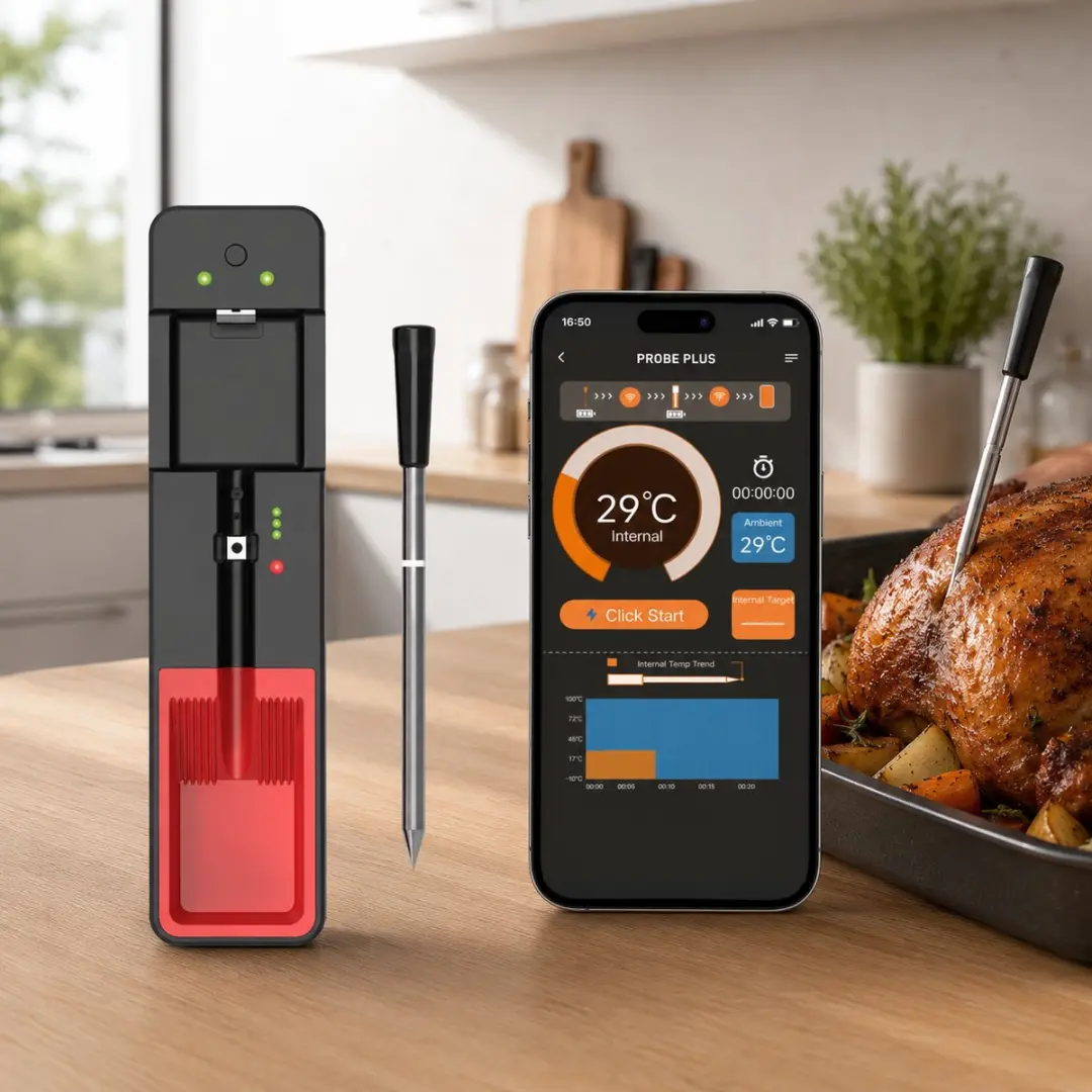 ECTEATOY Vleesthermometer Draadloos RVS