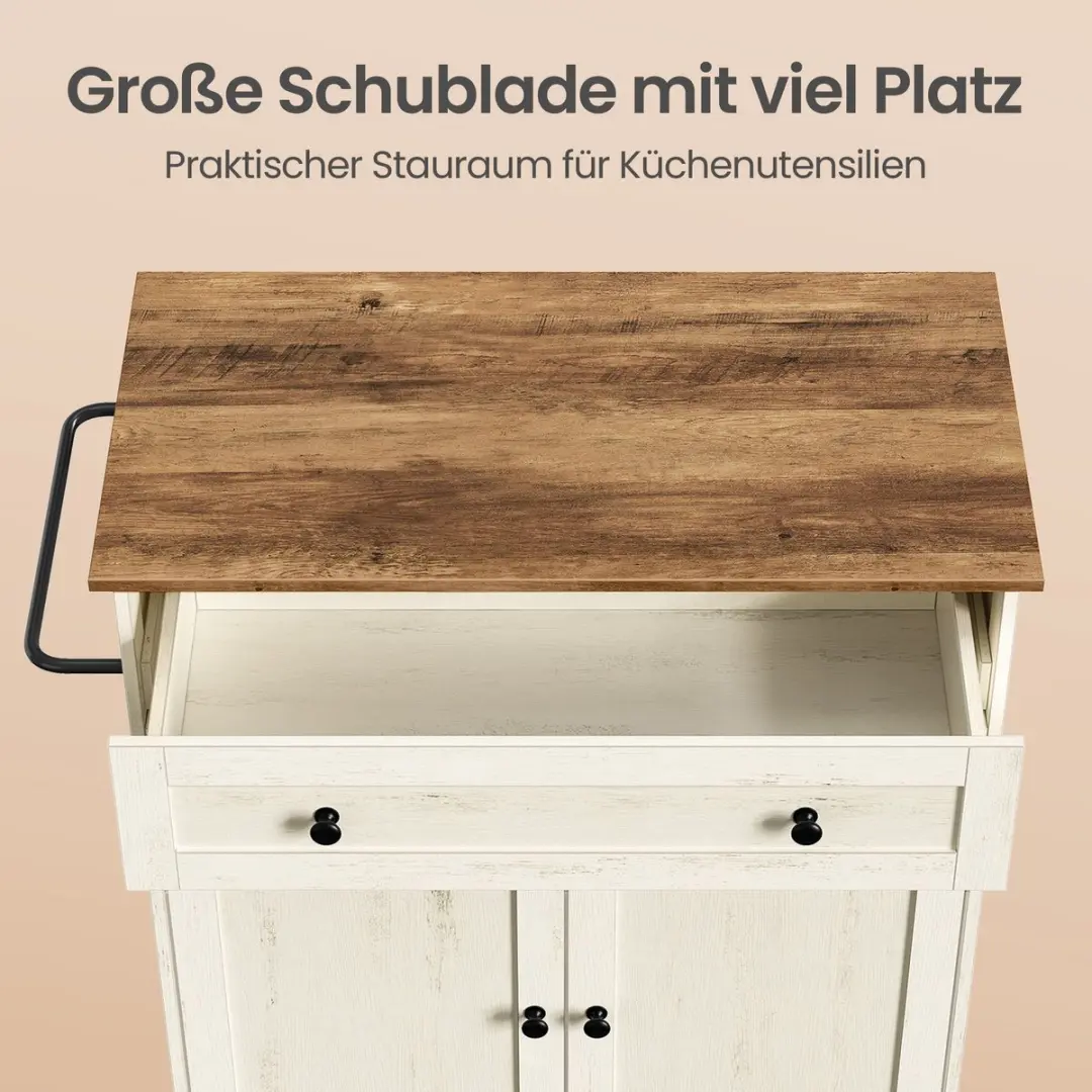 Songmics Keukentrolley Wolkenwit-honingbruin 78,5x40x89,2cm - afbeelding 6 van 6