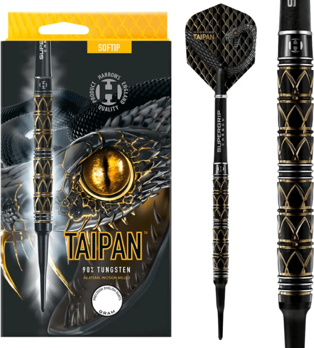Harrows Taipan Soft Tip Darts 3 Stuks - Goud/Zwart - afbeelding 2 van 2