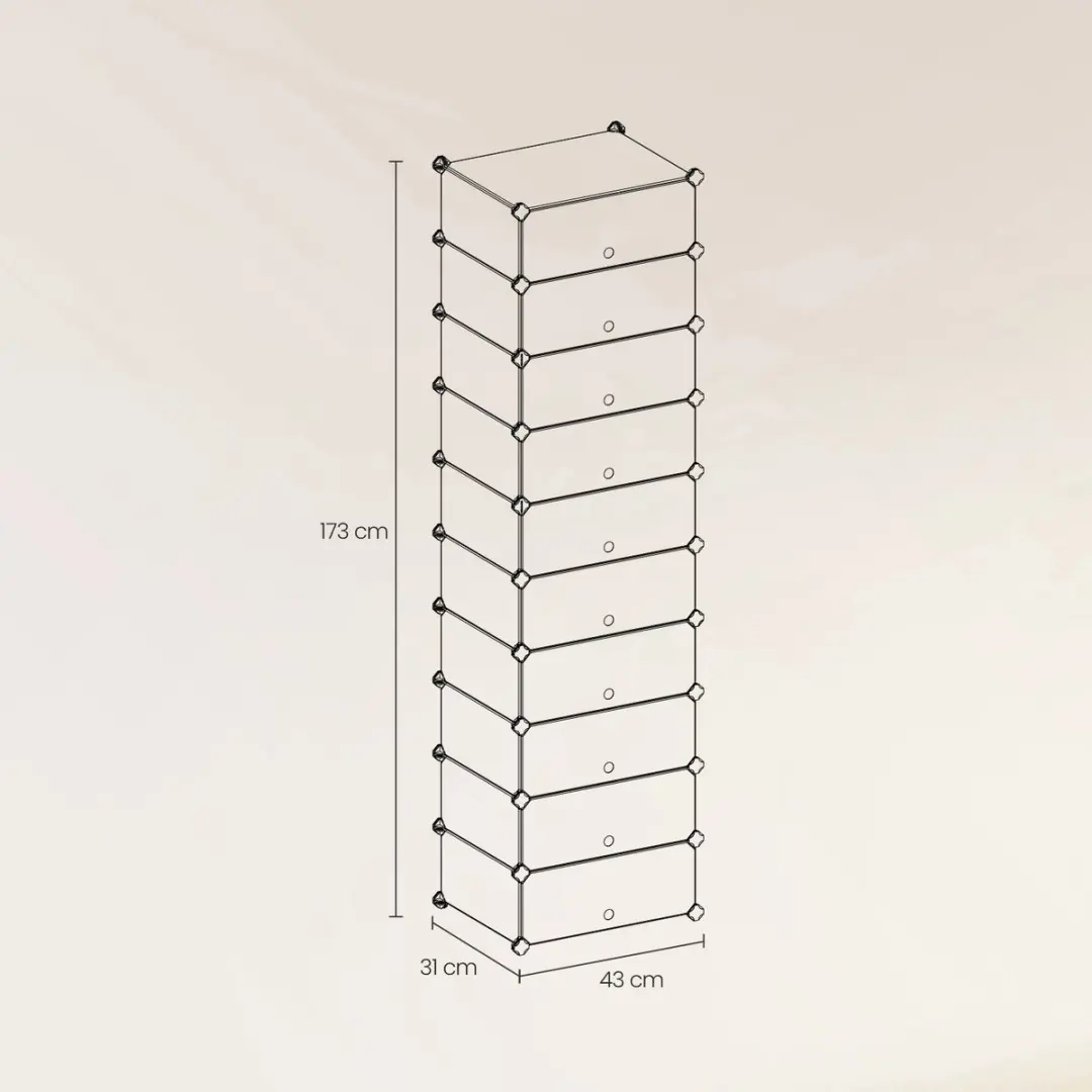Songmics Schoenenrek 10 Niveaus - 12 Stuks Insteekplanken - afbeelding 6 van 6