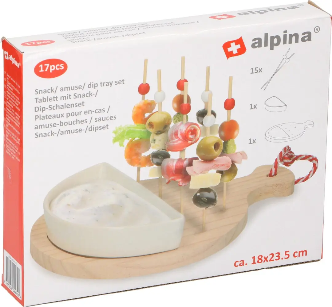 Alpina Houten Serveerset 17-delig - 18cm